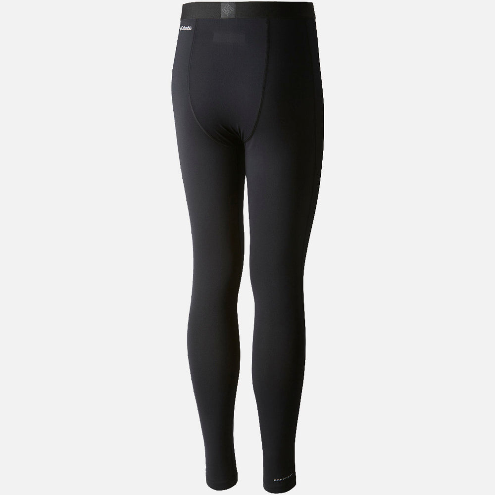 טייץ תרמי מסוג "קולומביה IL Midweight Stretch Baselayer", המתאפיינים בעיצוב צמוד ובבד נמתח בעובי בינוני, מוצגים במבט מאחור על רקע לבן אחיד.