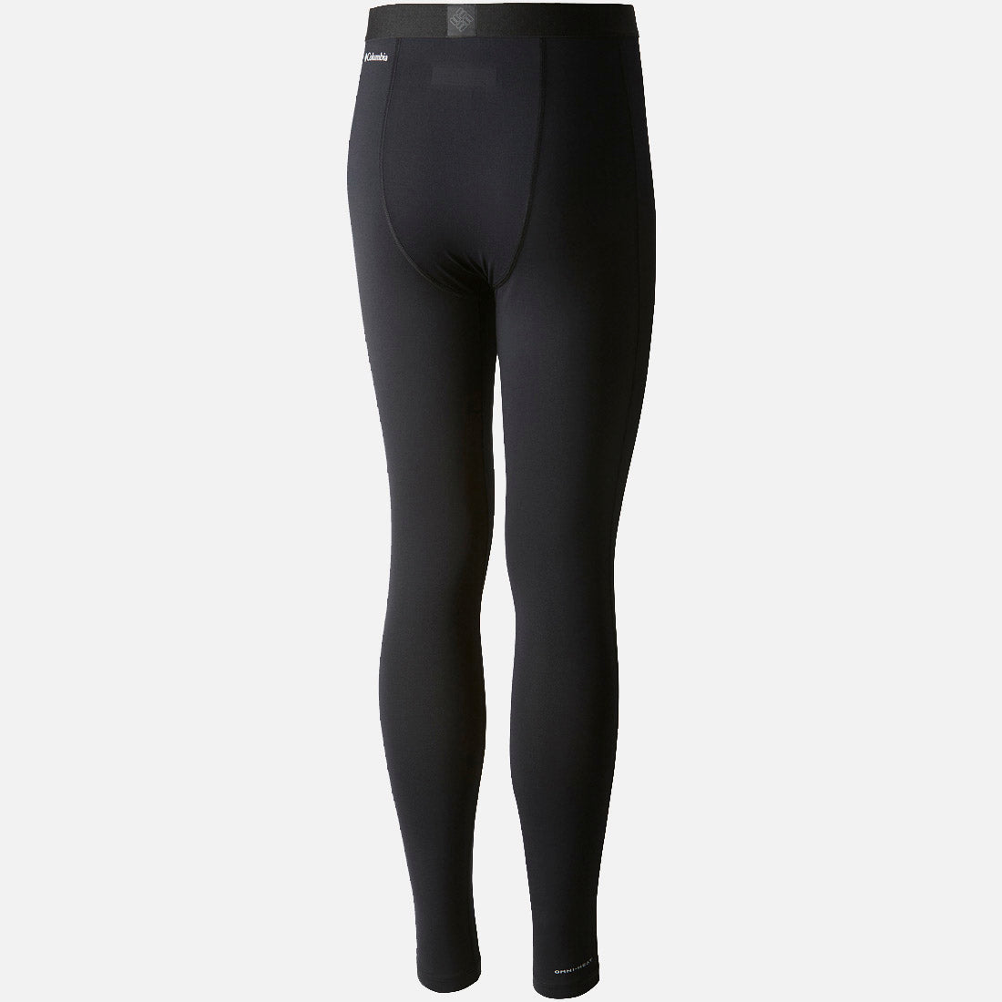טייץ תרמי מסוג "קולומביה IL Midweight Stretch Baselayer", המתאפיינים בעיצוב צמוד ובבד נמתח בעובי בינוני, מוצגים במבט מאחור על רקע לבן אחיד.
