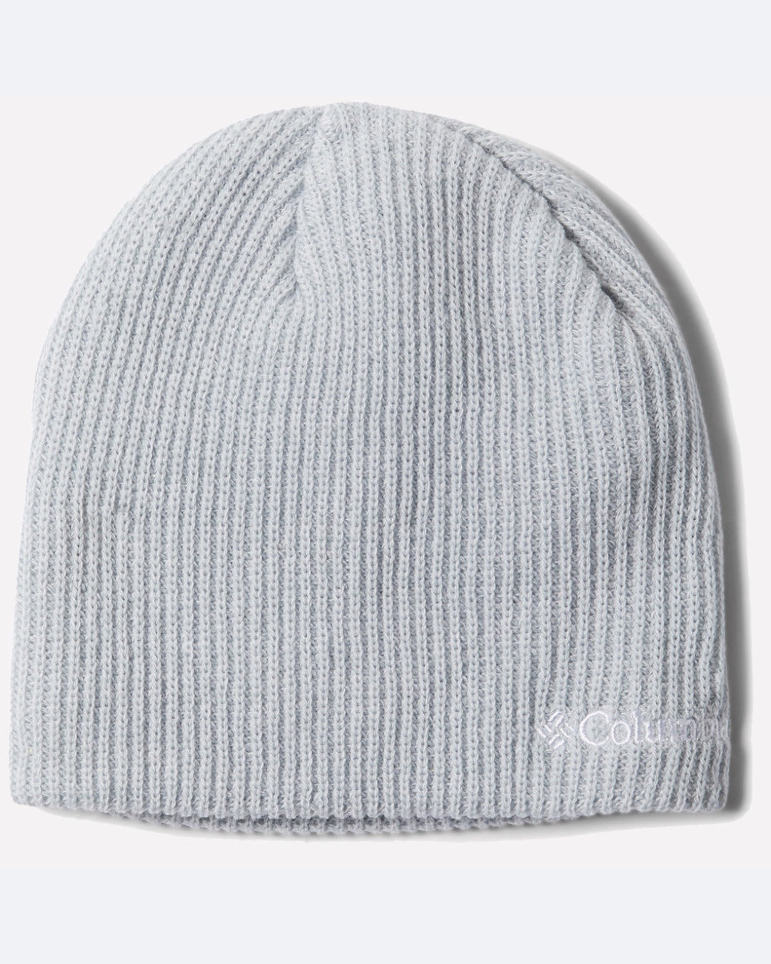כובע ה-Whirlibird Watch Cap מבית columbiaIL הוא כובע צמר סרוג בצבע אפור בהיר, בעל מרקם צמוד, המעוצב בסגנון כובע קלאסי, עם לוגו קולומביה רקום בלבן בקצה התחתון.