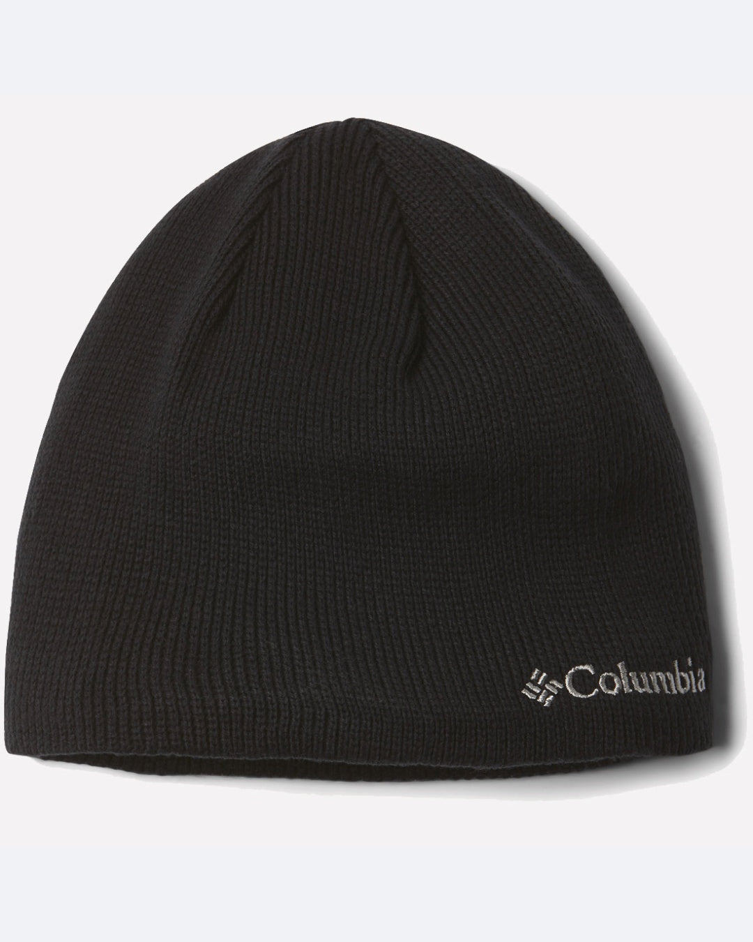 כובע ה-Bugaboo Beanie מבית columbiaIL הוא כובע סרוג שחור עם פסים, שעליו רקומים הלוגו והסמל הלבנים של Columbia בקצה התחתון.